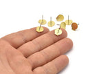 Brass Round Earring, 12 Raw Brass Round Stud Earrings (10x9x0.80mm) M01594 A2424