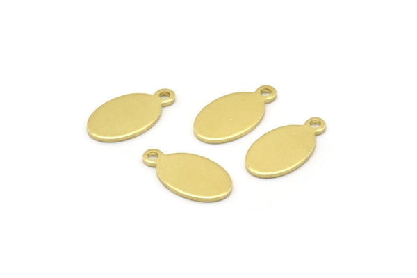 Brass Oval Charm, 50 Raw Brass Oval Charms With 1 Loop, Blanks (14x8x0.80mm) M02573