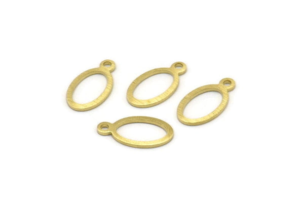 Brass Oval Charm, 24 Textured Raw Brass Oval Charms With 1 Loop, Blanks (14x8x0.80mm) M02568
