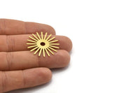 Brass Sun Blank, 6 Textured Raw Brass Sun Blanks, Findings, Connectors (30x0.80mm) M02592