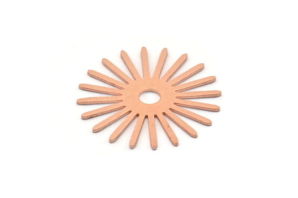 Copper Sun Blank, 4 Raw Copper Sun Blanks, Findings, Connectors (30x0.80mm) M02593