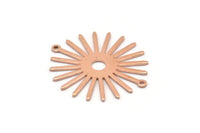Copper Sun Charm, 4 Raw Copper Sun Charms With 2 Loops, Connectors (33x30x0.80mm) M02596