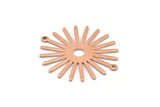 Copper Sun Charm, 4 Raw Copper Sun Charms With 2 Loops, Connectors (33x30x0.80mm) M02596