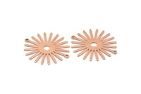 Copper Sun Charm, 4 Raw Copper Sun Charms With 2 Loops, Connectors (33x30x0.80mm) M02596
