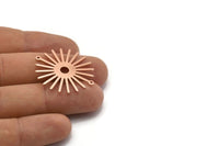 Copper Sun Charm, 4 Raw Copper Sun Charms With 2 Loops, Connectors (33x30x0.80mm) M02596