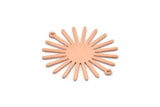 Copper Sun Charm, 4 Raw Copper Sun Charms With 2 Loops, Connectors (33x30x0.80mm) M02597