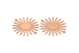 Copper Sun Charm, 4 Raw Copper Sun Charms With 2 Loops, Connectors (33x30x0.80mm) M02597