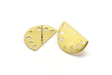 Semi Circle Earring, 8 Raw Brass Moon Phases Stud Earrings With 1 Hole (22x14x0.80mm) M01554 A2462