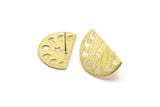 Semi Circle Earring, 6 Textured Raw Brass Moon Phases Stud Earrings (22x14x0.80mm) M01561 A2454
