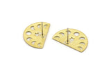 Semi Circle Earring, 6 Textured Raw Brass Moon Phases Stud Earrings (22x14x0.80mm) M01561 A2454