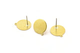 Brass Round Earring, 8 Raw Brass Round Stud Earrings With 1 Loop (16x14x0.80mm) M01591 A2428