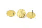 Brass Round Earring, 6 Hammered Raw Brass Round Stud Earrings (20x0.80mm) M01506 A2460