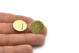Brass Round Earring, 6 Hammered Raw Brass Round Stud Earrings (20x0.80mm) M01506 A2460
