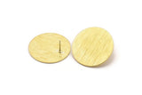 Brass Round Earring, 4 Textured Raw Brass Round Stud Earrings (30x0.80mm) M01500 A2436