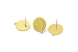 Brass Round Earring, 10 Textured Raw Brass Round Stud Earrings With 1 Loop (16x14x0.80mm) M01584 A2455