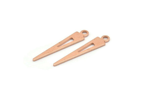 Copper Triangle Charm, 48 Raw Copper Triangle Charms With 1 Loop, Pendants, Findings (23x4x0.70mm) M02612