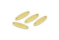 Brass Marquise Charm, 50 Raw Brass Oval Charms With 2 Holes, Connector (14x4x0.80mm) M02579