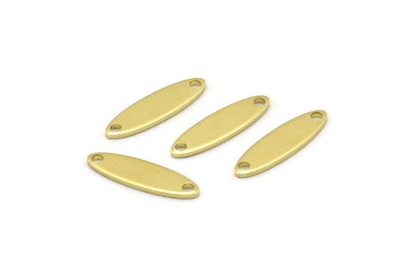 Brass Marquise Charm, 50 Raw Brass Oval Charms With 2 Holes, Connector (14x4x0.80mm) M02579