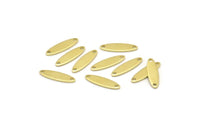Brass Marquise Charm, 50 Raw Brass Oval Charms With 2 Holes, Connector (14x4x0.80mm) M02579