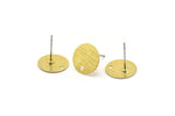 Brass Round Earring, 12 Textured Raw Brass Round Stud Earrings With 1 Hole, Stamping Tags (12x0.40mm) A1852 A2422