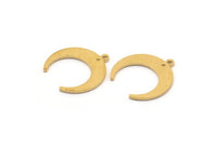 Brass Moon Charm, 24 Raw Brass Crescent Moon Charms With 1 Loops and 1 Hole, Connectors (19x18x1mm) D0708