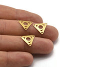 Brass Triangle Connector, 50 Raw Brass Triangle With 3 Holes Connectors, Findings, Tags (13x15mm) Brs 644 A0406