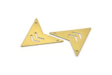 Brass Triangle Pendant, 8 Raw Brass Triangle Pendant With 2 Holes With Chevron (33x33x33x0.60mm) B0163