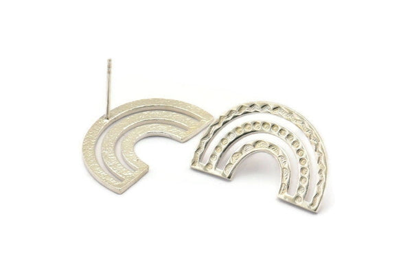 Earring Studs, 2 925 Silver - U Shape Earrings - Silver Earrings - Earrings (15x25x1mm) N1472