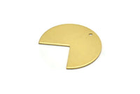 Brass Pizza Slice, 10 Raw Brass Three Quarters Stamping Blank Pendants with 1 Hole (30x25x0.80mm) B0169