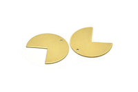 Brass Pizza Slice, 10 Raw Brass Three Quarters Stamping Blank Pendants with 1 Hole (30x25x0.80mm) B0169