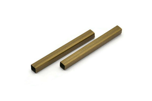 Square Antique Tube, 24 Square Antique Brass Tubes (40x4x4mm) Sq07 Brc304