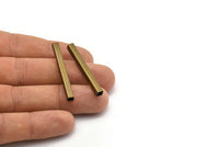 Square Antique Tube, 24 Square Antique Brass Tubes (40x4x4mm) Sq07 Brc304