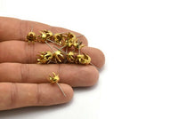 Stainless Steel Earring, 50 Raw Brass Earring Posts / Stainless Steel 9x19mm / 6 Mm Pad A0494