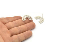Earring Studs, 2 925 Silver - U Shape Earrings - Silver Earrings - Earrings (15x24x1mm) N1475