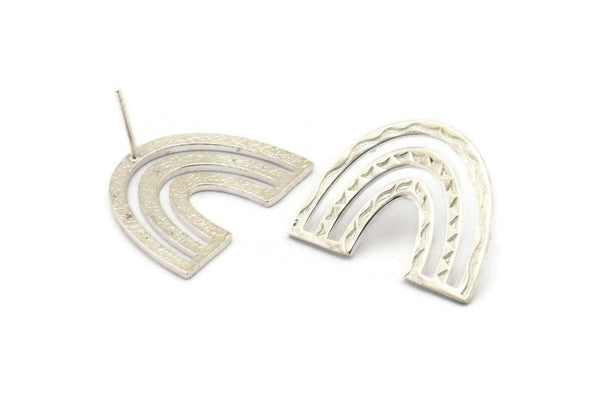 Earring Studs, 2 925 Silver - U Shape Earrings - Silver Earrings - Earrings (20x25x1mm) N1463