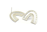 Earring Studs, 2 925 Silver - U Shape Earrings - Silver Earrings - Earrings (20x25x1mm) N1464