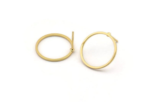 Gold Circle Earring, 6 Gold Plated Brass Circle Stud Earrings (18x1x1mm) BS 1096 A1933