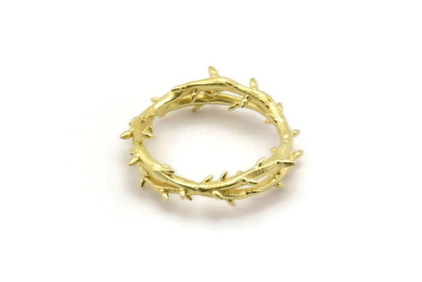 Brass Circle Connector, 4 Raw Brass Branch Shaped Circle Connectors, Closed Ring (24x5mm) N1751