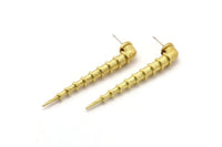 Pirinç Çivi Küpe, 2 Ham Pirinç Çivi Küpe, Küpe Parçaları (59x8mm) N1748