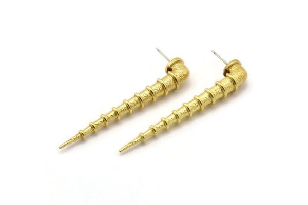 Pirinç Çivi Küpe, 2 Ham Pirinç Çivi Küpe, Küpe Parçaları (59x8mm) N1748