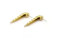 Pirinç Çivi Küpe, 2 Ham Pirinç Çivi Küpe, Küpe Parçaları (37x8mm) N1747
