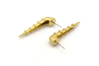 Pirinç Çivi Küpe, 2 Ham Pirinç Çivi Küpe, Küpe Parçaları (37x8mm) N1747
