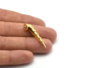 Pirinç Çivi Küpe, 2 Ham Pirinç Çivi Küpe, Küpe Parçaları (37x8mm) N1747
