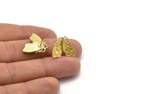 Brass Butterfly Earring, 4 Raw Brass Butterfly Stud Earrings (16x20mm) N1756
