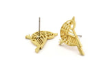 Brass Bird Earring, 6 Raw Brass Bird Stud Earrings (13x20x1.3mm) N1755
