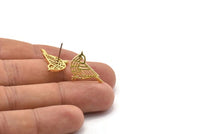 Brass Bird Earring, 6 Raw Brass Bird Stud Earrings (13x20x1.3mm) N1755