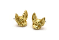Brass Bat Earring, 2 Raw Brass Short Nosed Bat Stud Earrings (14x15x4mm) N1753