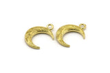Brass Moon Charm, 5 Raw Brass Textured Horn Charms, Pendant, Jewelry Finding (19x6x4mm) N0273