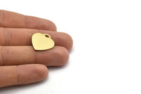 Brass Heart Blank, 12 Raw Brass Heart Stamping Blanks With 1 Loop (21x20x0.80mm) B0088
