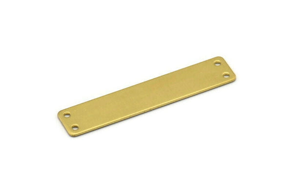 Brass Rectangle Bar, 10 Raw Brass Rectangle Stamping Blanks with 4 Holes Pendant (50x10x0.80mm)   D0295